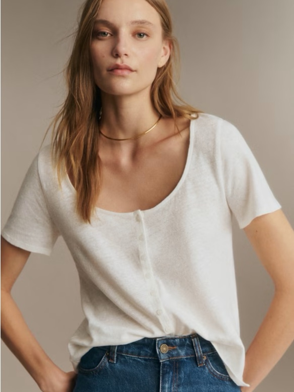 Sezane Ecru Milo T-Shirt